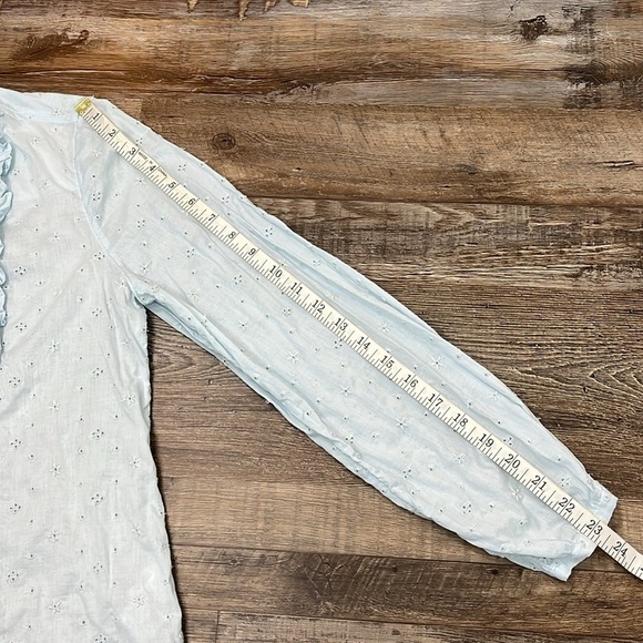 J Crew Eyelet Lace  Bib Long Sleeve Ruffle Top Sz M Prairie Victorian Romantic - Picture 9 of 13